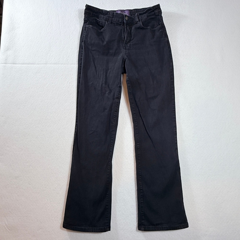 NYDJ Straight Leg‎ Jeans Womens 8 Black Lift Tuck Stretch Denim Pants